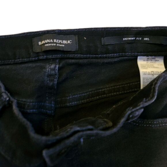 Banana Republic Women's 28 Long Tall Black Skinny Distressed Raw Hem Denim Jeans - Picture 5 of 5